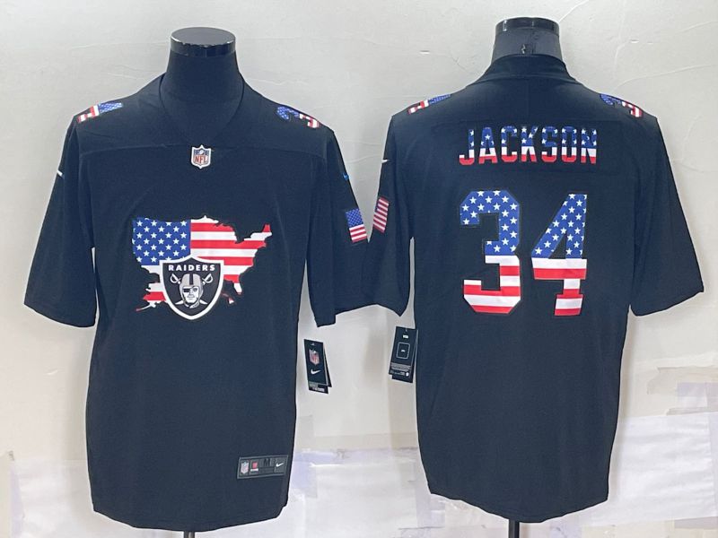 Men Oakland Raiders #34 Jackson Black Map Flag Nike 2022 Limited NFL Jersey->oakland raiders->NFL Jersey